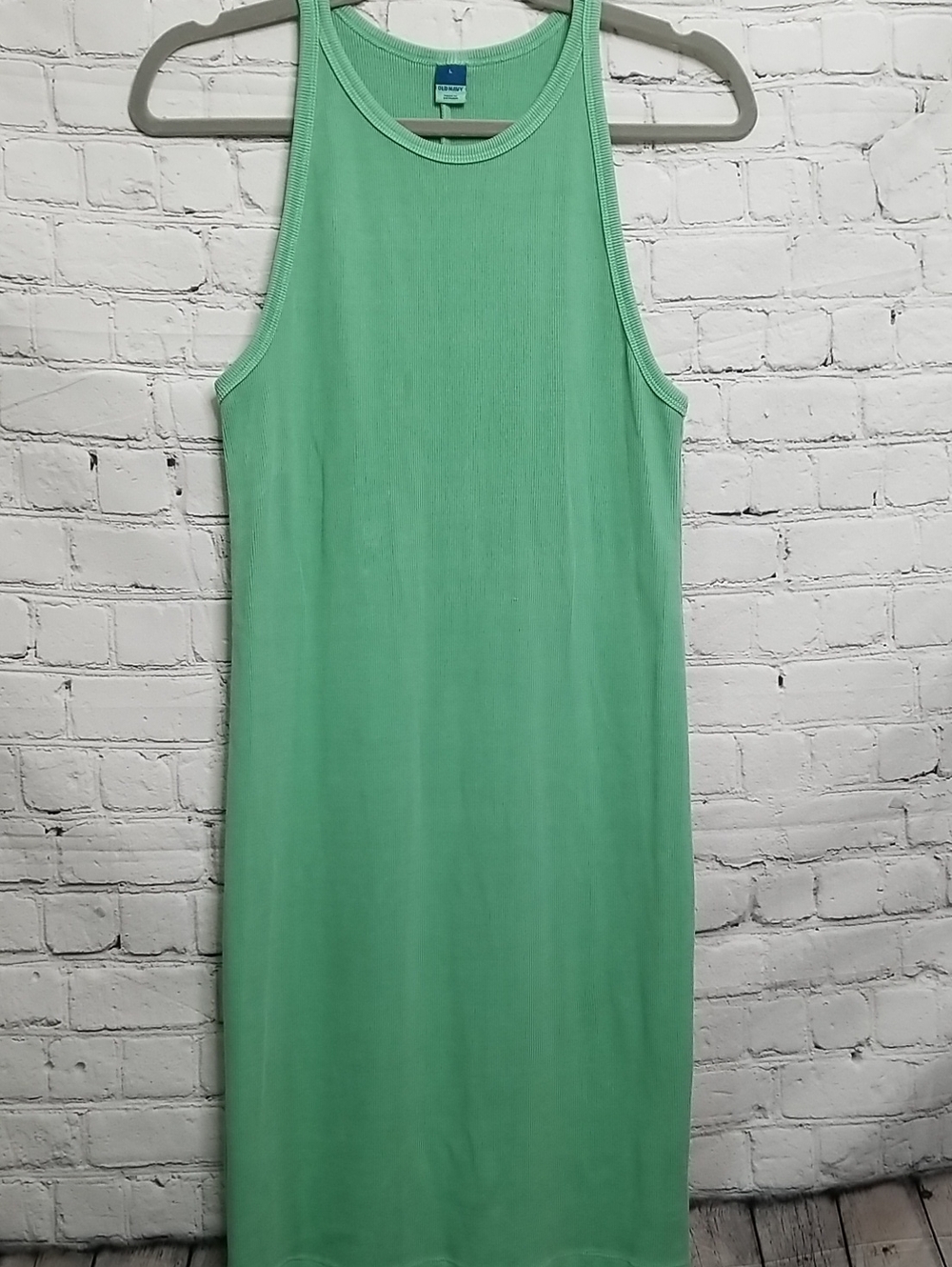 Old Navy women's Green Ribbed Sleeveless summer dress size Large EUC